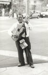 Blind Musician, 22nd and Mission Streets,black and white photograph, San Francisco, Bill Dietch
